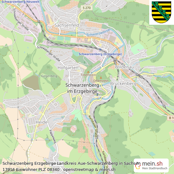 Schwarzenberg Erzgebirge  Lageplan